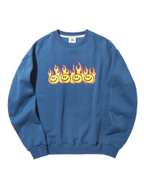 불꽃 스마일 스웨트 셔츠 블루